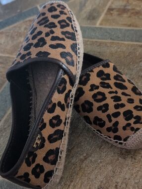 Tory Burch Leopard Print Espadrilles in Brown and Black.
